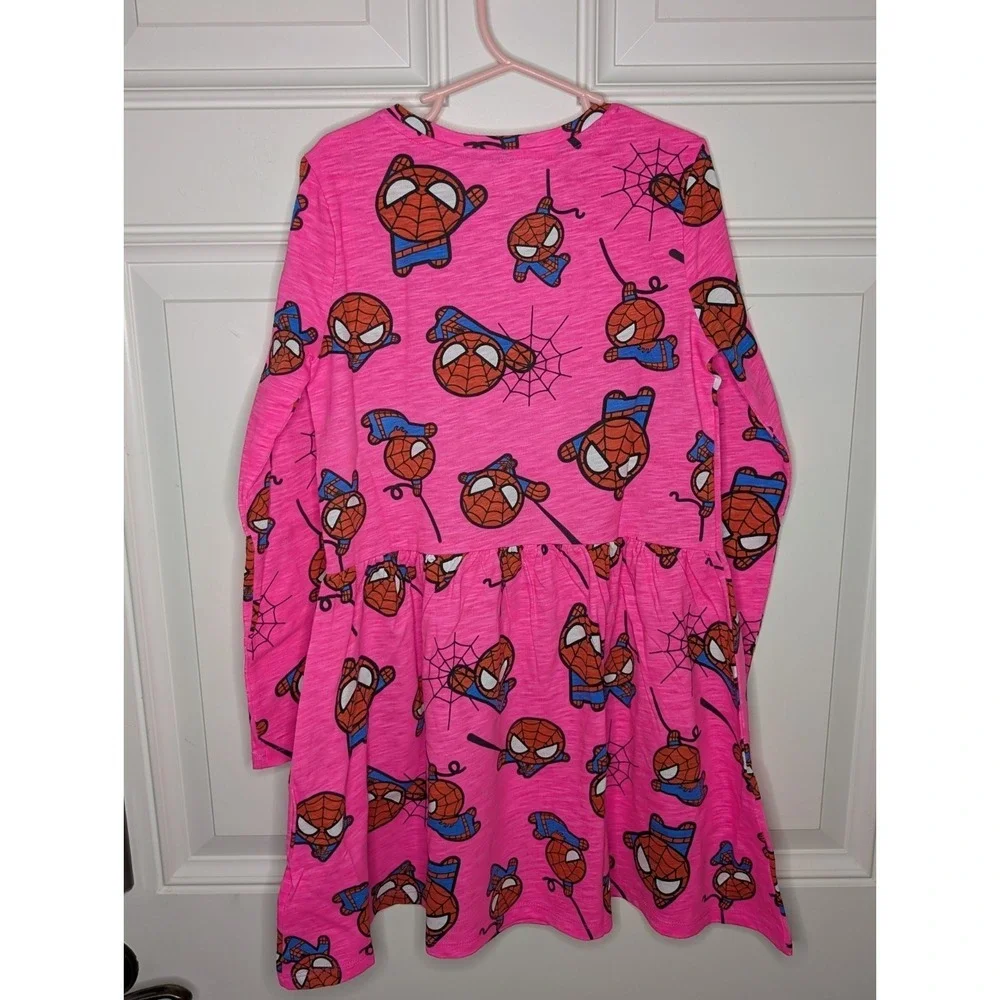 Marvel Spiderman 4 Piece Set Girls Size Medium Leggings L/S Top Dress NWOT